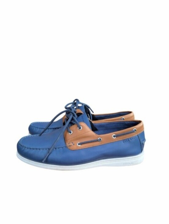Cole Haan Other - Cole Haan Leather Cornell 2 Eye Blue Brown Boat Shoe Loafer Preppy Dress Men 9